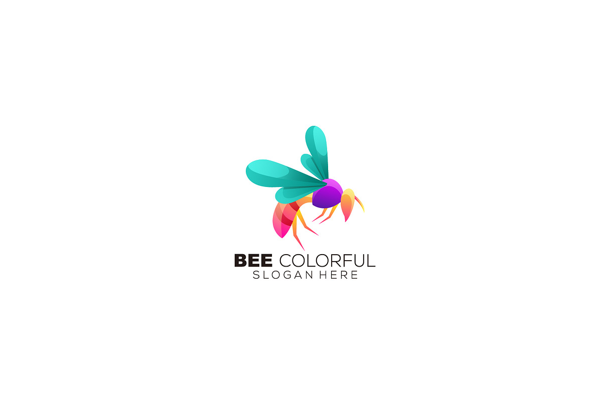 bee logo gradient color style design, a Branding & Logo Template by OmerStudio