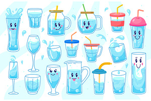 Cartoon fresh water healthy drinks, a Food Illustration by Vector Tradition