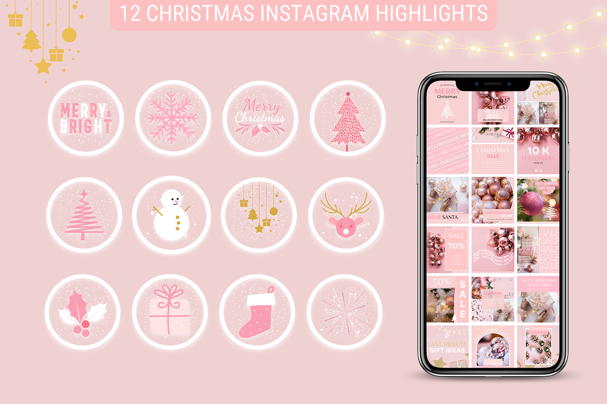 Pink Christmas Instagram Templates, a Social Media Template by SunshineStudioBoutique (Photo 6 of 8)