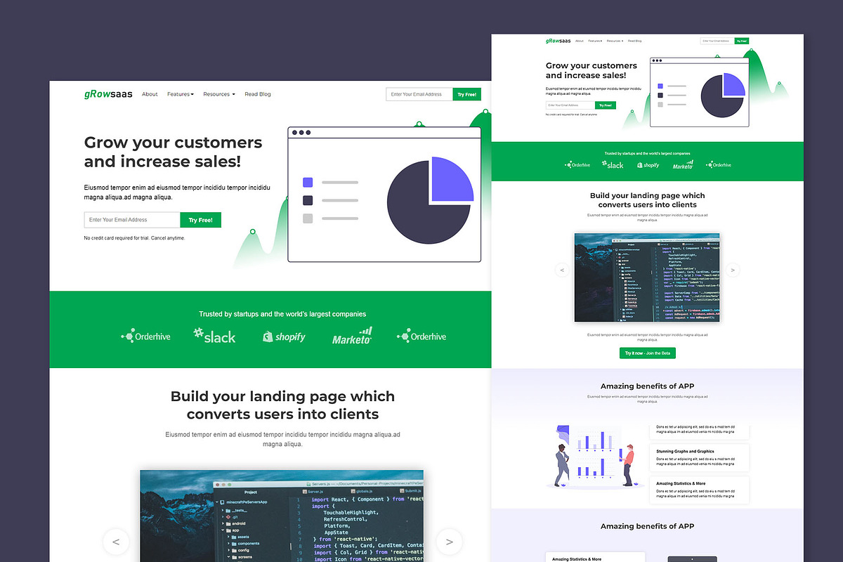 One Page Saas Landingpage, a Landing Page Template by K_Srinivas