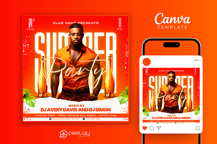 Orange Summer Flyer Canva Template, a Flyer Template by PeetalyStudioDesigns