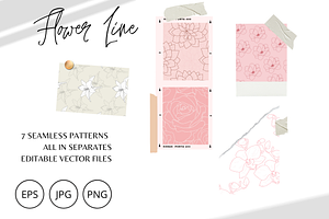 Flower Line Seamless Patterns