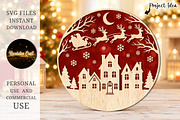 Christmas Village Round Laser Cut, an Object Graphic by OK Design (Thumbnail 2 of 3)