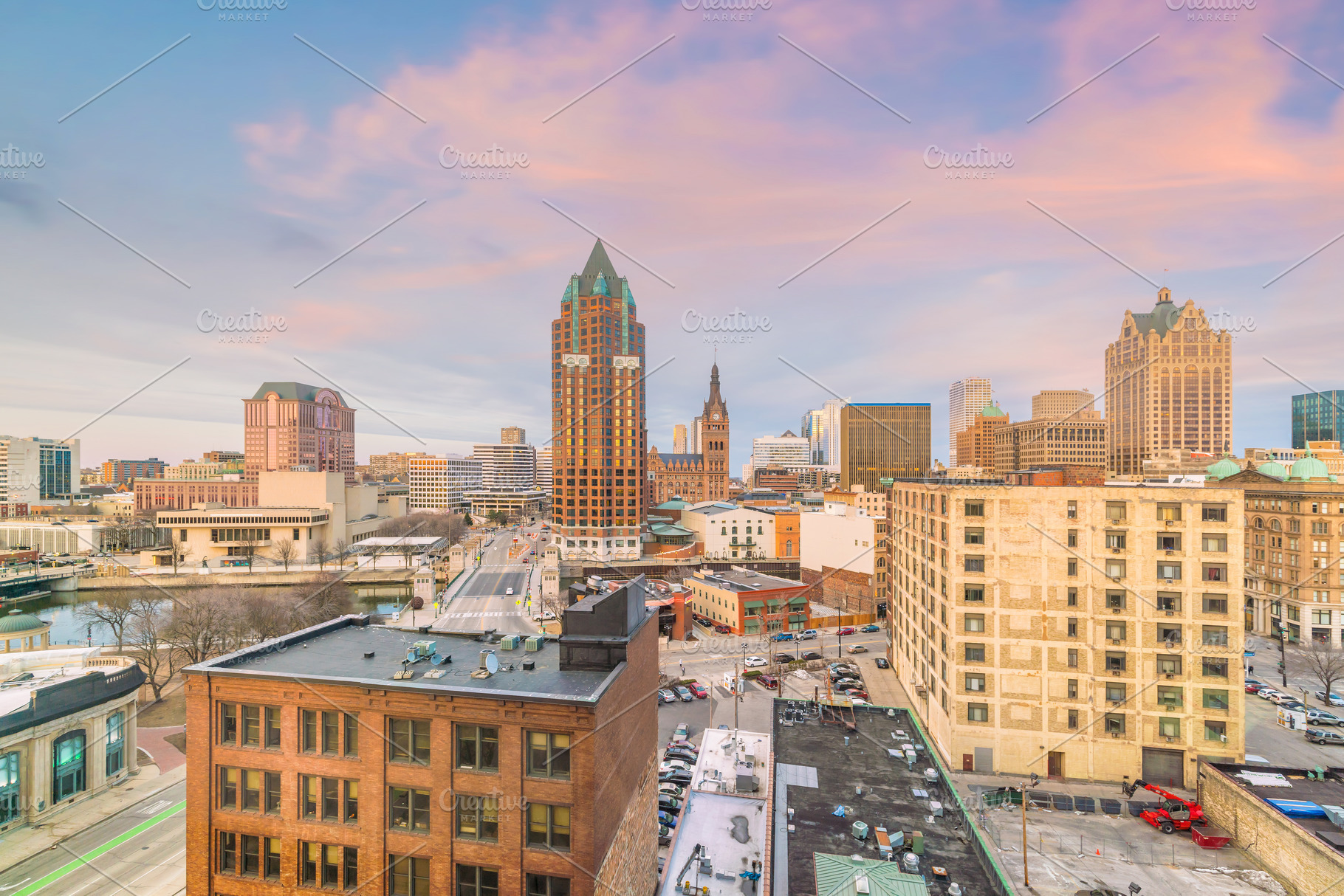 Downtown skyline with Buildings in Milwaukee USA, an Architecture Photo by f11photo