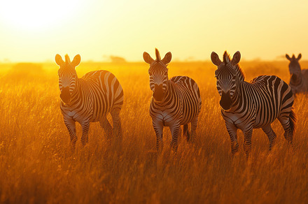 Zebras silhouetted by warm sunlight, a Background Photo by Pixeness