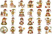 Christmas Elf Watercolor Clipart, an Illustration by Sublimation Artist (Thumbnail 2 of 6)