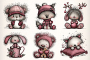 Whimsical Christmas Fluffy Animals, an Illustration by Dream Creation (Thumbnail 2 of 7)