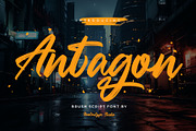 Antagon Brush Script Font, a Script Font by RantautypeStudio (Thumbnail 1 of 15)