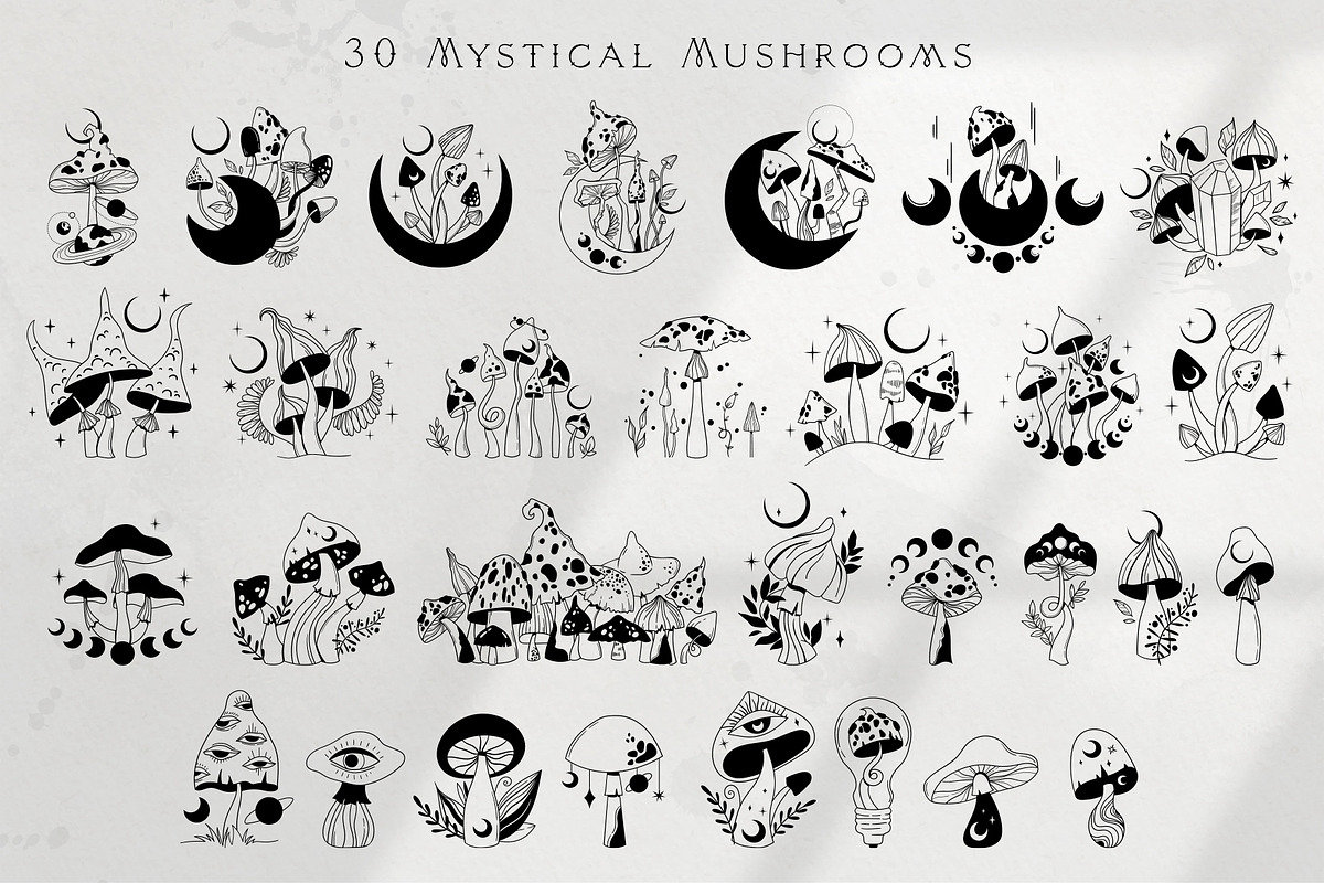 Mystical Mushrooms - graphic kit, an Animal Illustration by My Space Garden (Photo 6 of 17)