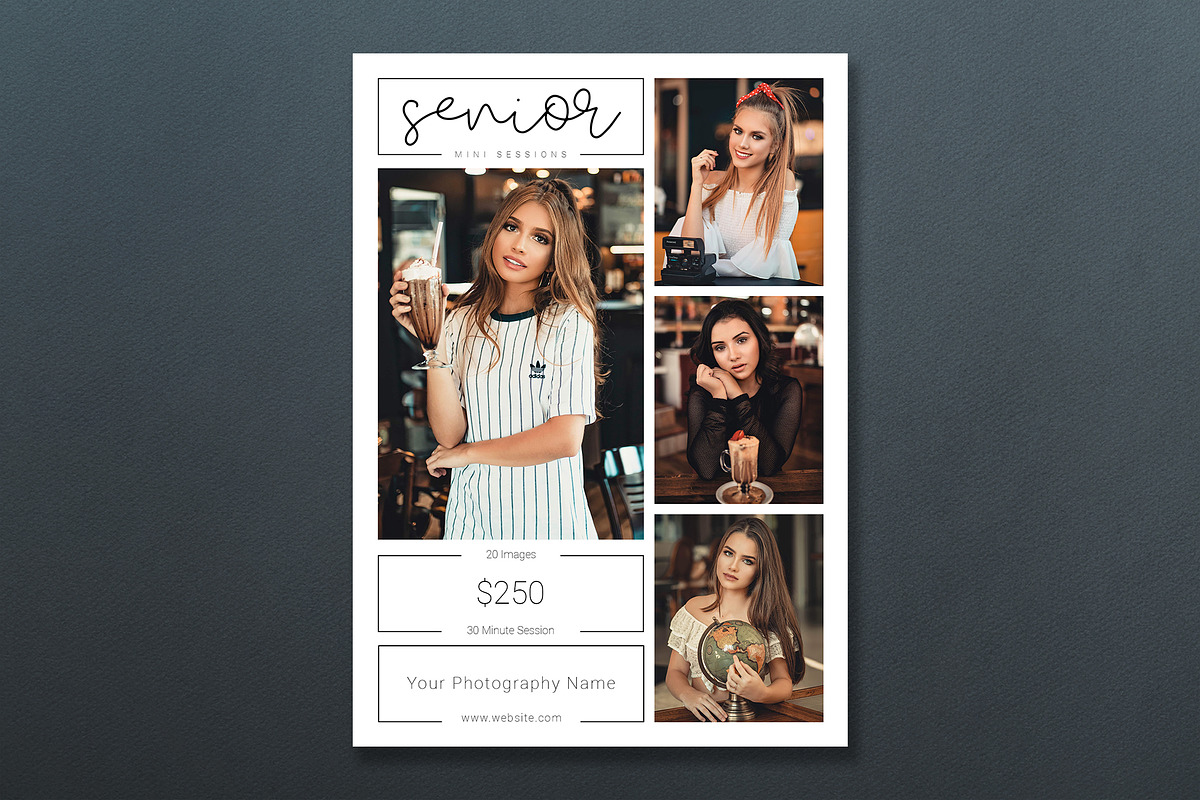 Senior Session Template PSD, a Flyer Template by Two Flamingos Shop