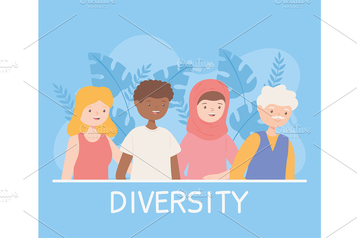 diversity people cartoon, a Person Illustration by studiogstock