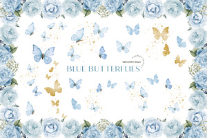 Blue And Gold Butterflies Clipart