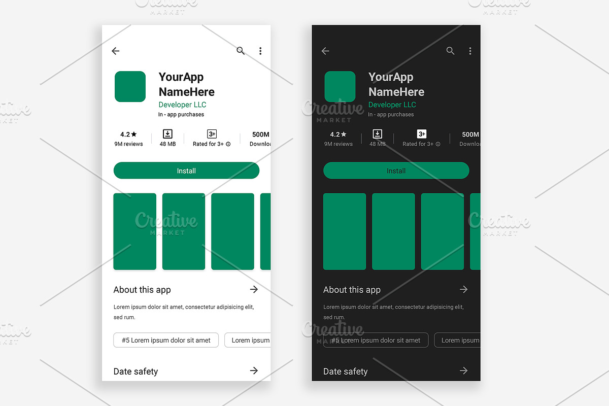 Google Play App Mockup PSD, a Social Media Template by Dilshod Sobirov (Photo 1 of 5)