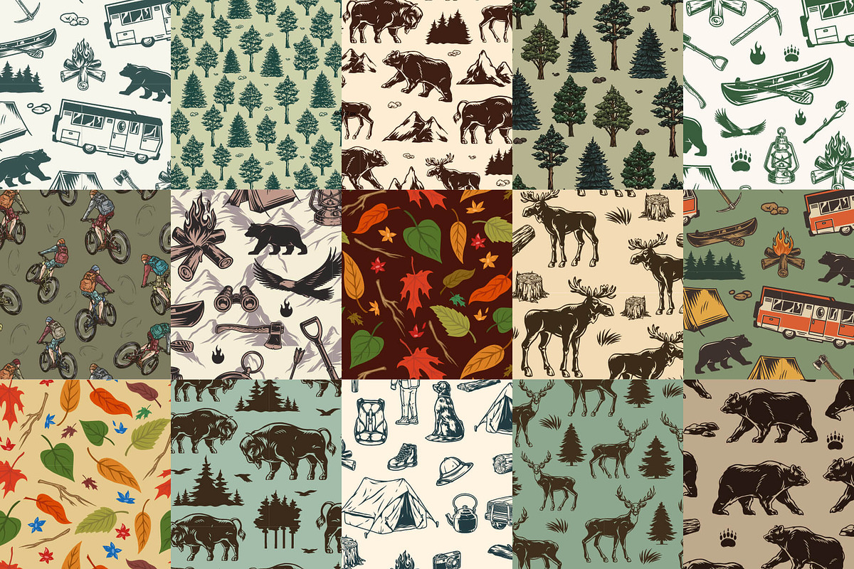 35 Retro Camping patterns, a Pattern Graphic by DGIM studio (Photo 3 of 6)