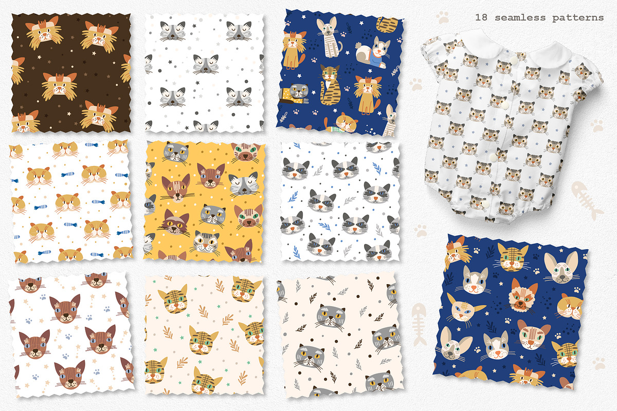 Cool Cats. Cliparts, Patterns, ABC., an Animal Illustration by DearLetters (Photo 6 of 17)