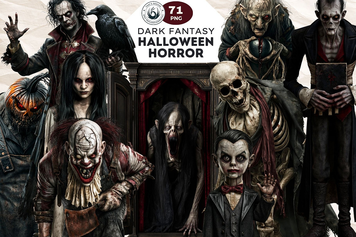 71 Halloween Horror Cliparts, a Seasonal Illustration by ThatsDesignArt (Photo 1 of 15)