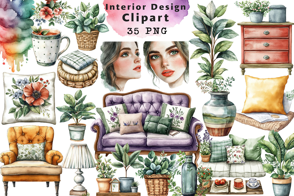 Interior Design Clipart PNG, an Illustration by Libby Wishes (Photo 1 of 7)
