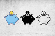 Piggy Bank with Coin Icons, an Outline Icon by Artonix (Thumbnail 2 of 2)