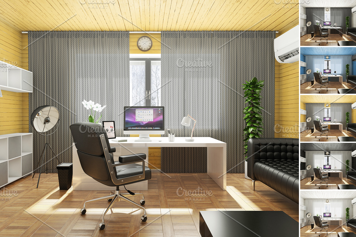 Office Room Mock-Up, a Household Mockup by IsometricWorld (Photo 6 of 9)