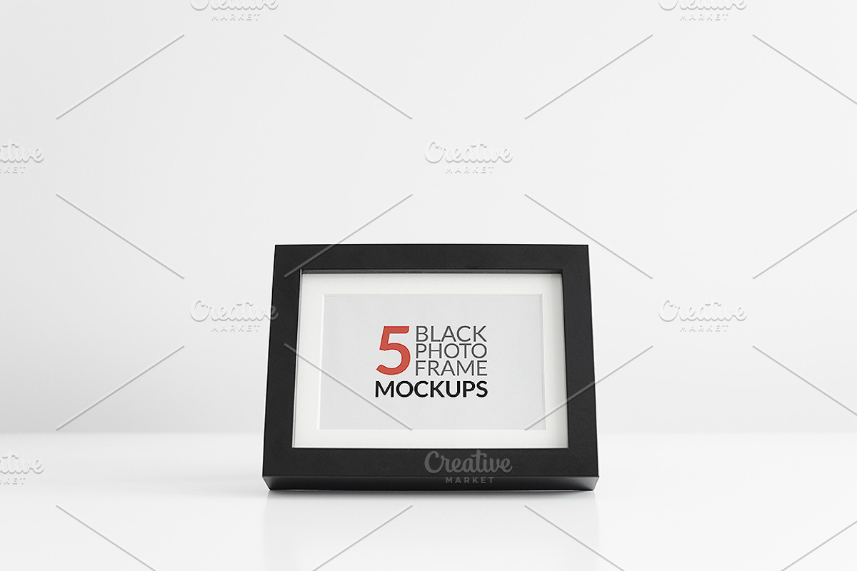 5 Black Photo Frame Mockups, a Print Template by Gabor Monori (Photo 2 of 5)