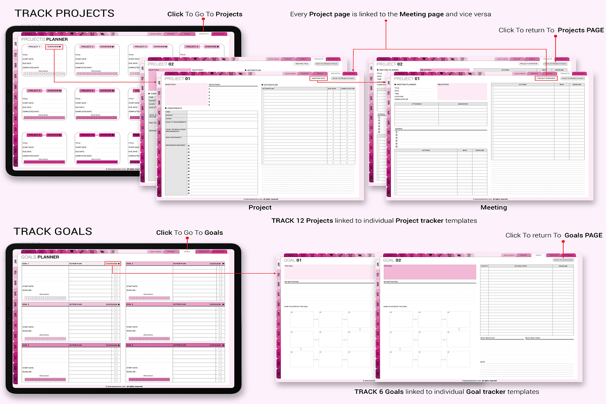 Customizable Pink Rose Digital Plann, a Templates & Theme by Plamarplanners (Photo 5 of 8)