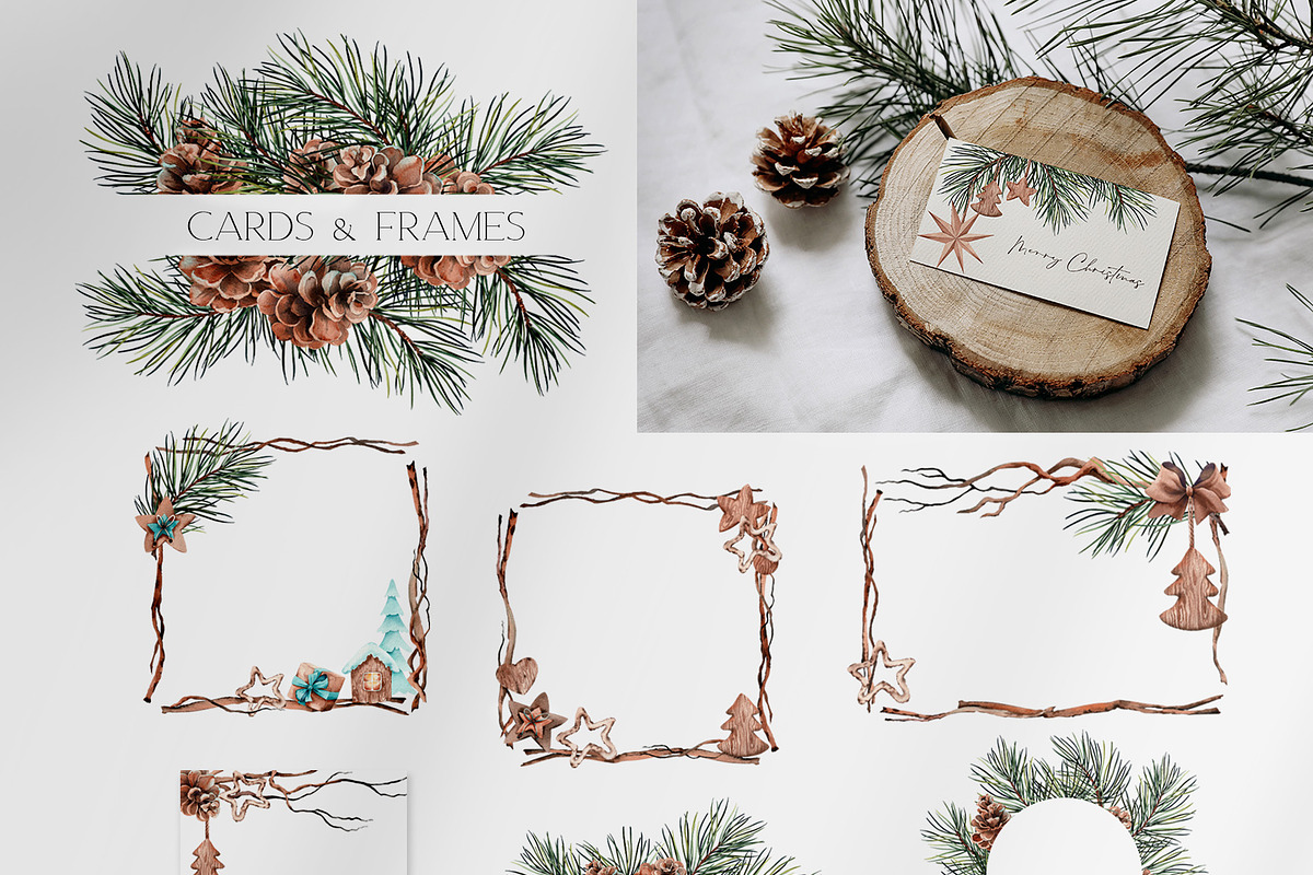 Christmas Pine Branches & Wood Decor, a Decorative Illustration by Jeanna Draw (Photo 10 of 15)