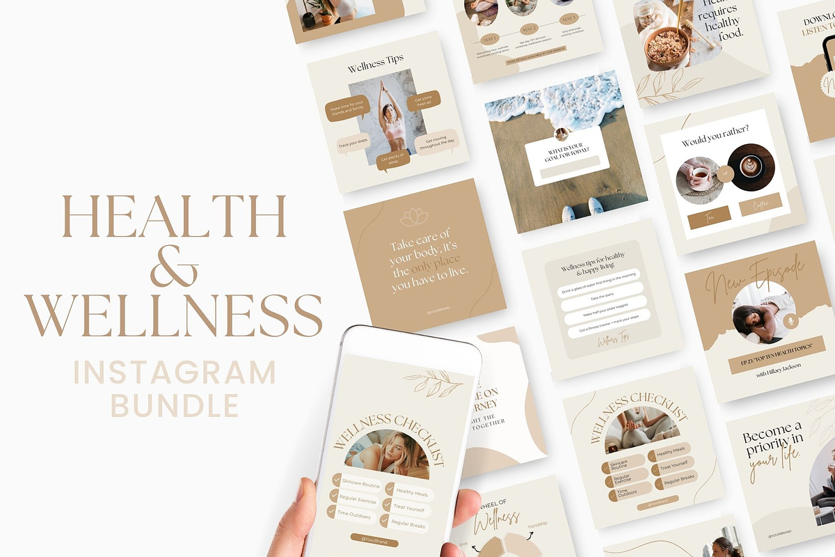 Health & Wellness Instagram Bundle, a Social Media Template by Ciera Design Templates (Photo 1 of 11)