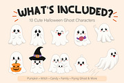 Cute Halloween Ghost Clipart Set, a Seasonal Illustration by OREHOVKA (Thumbnail 2 of 5)