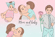 Mom And Baby Clipart 2, a Person Illustration by GlamArtZhanna (Thumbnail 1 of 4)
