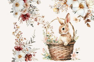 Bunnies And Wildflowers Clipart