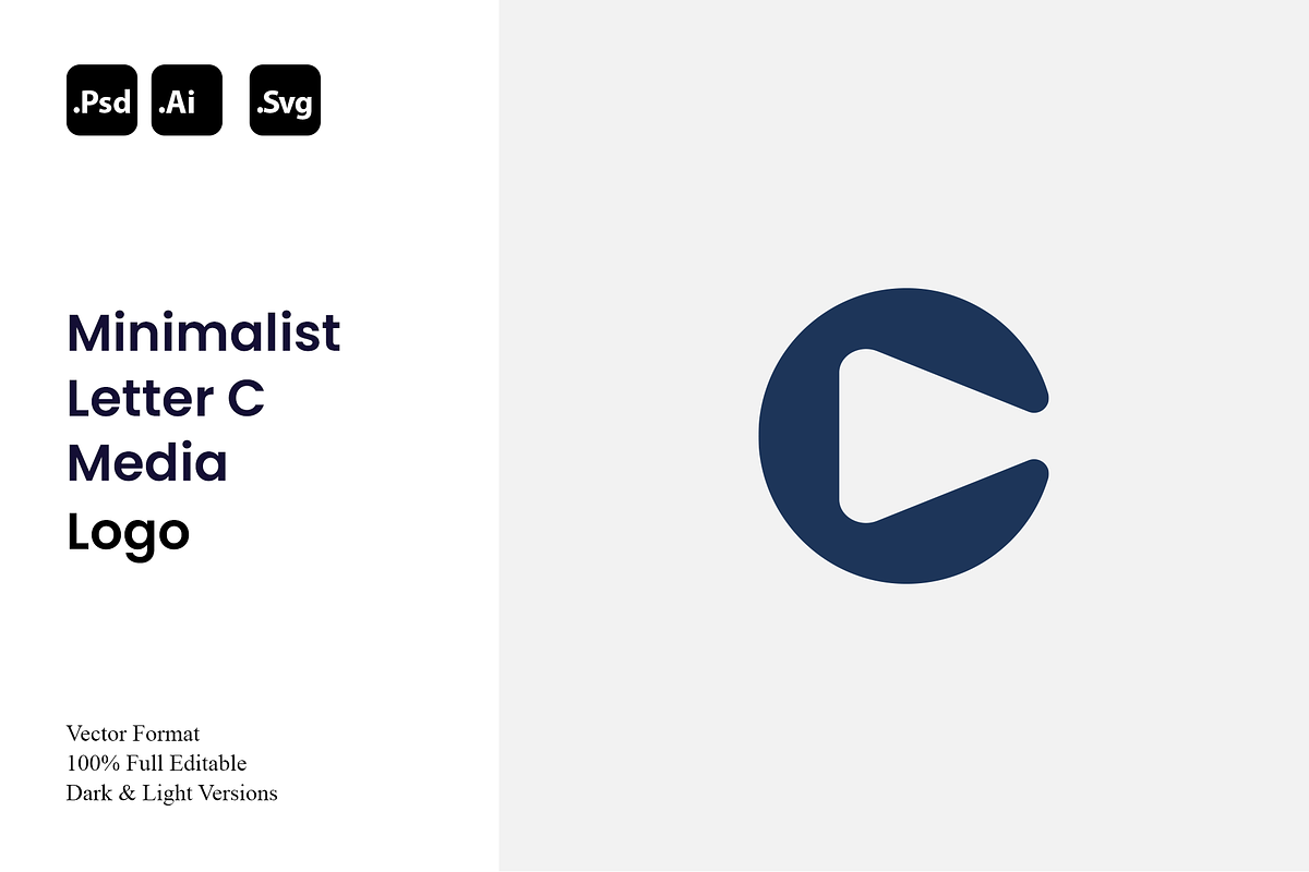 Minimalist Letter C Media Logo, a Branding & Logo Template by Luxury Logos (Photo 1 of 4)