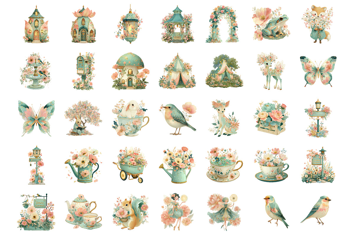 Magical Spring Garden Clipart, an Illustration by CreationArt (Photo 2 of 5)