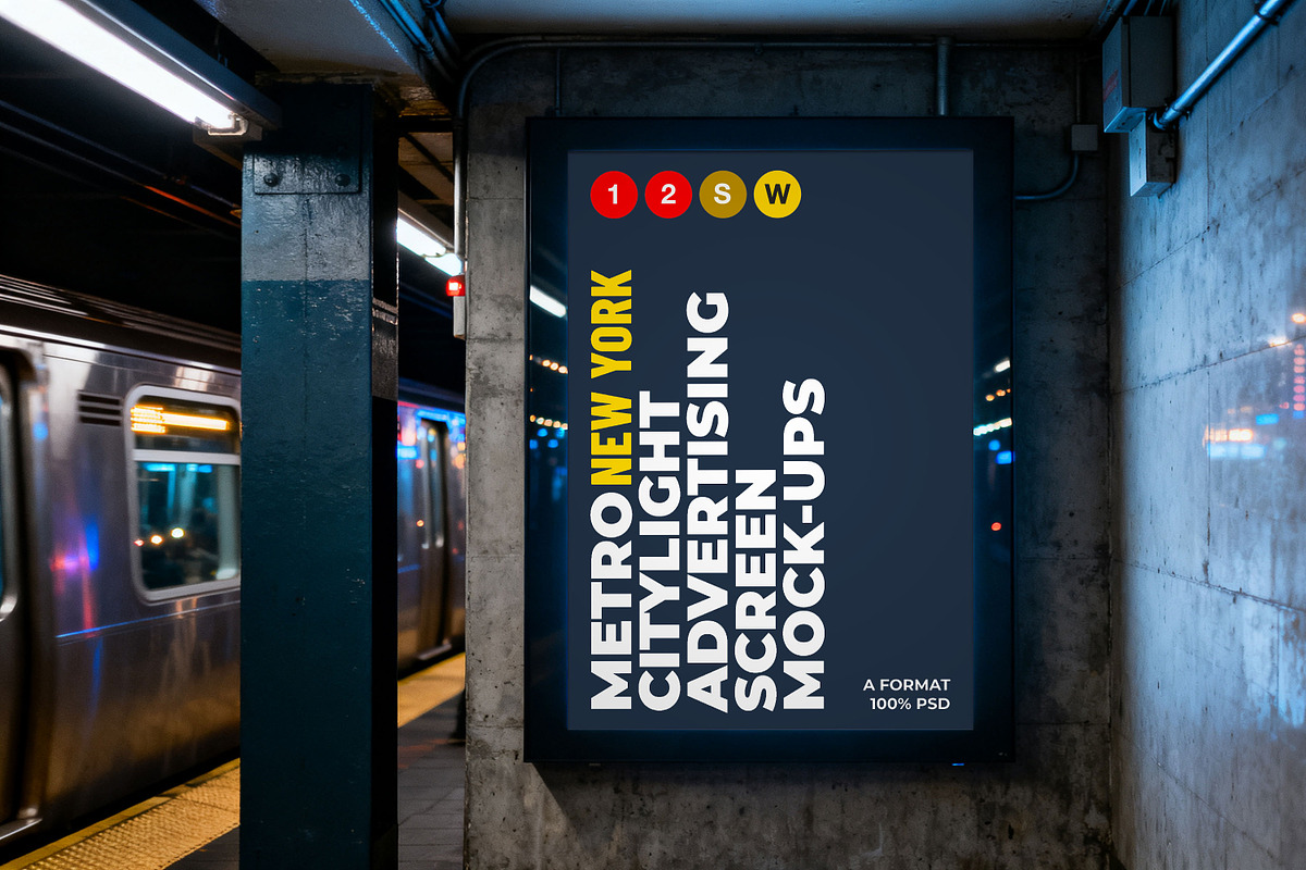 New York Metro Ad Screen Mock-Up 1, an Advertising Mockup by Graphic Shelter (Photo 3 of 8)