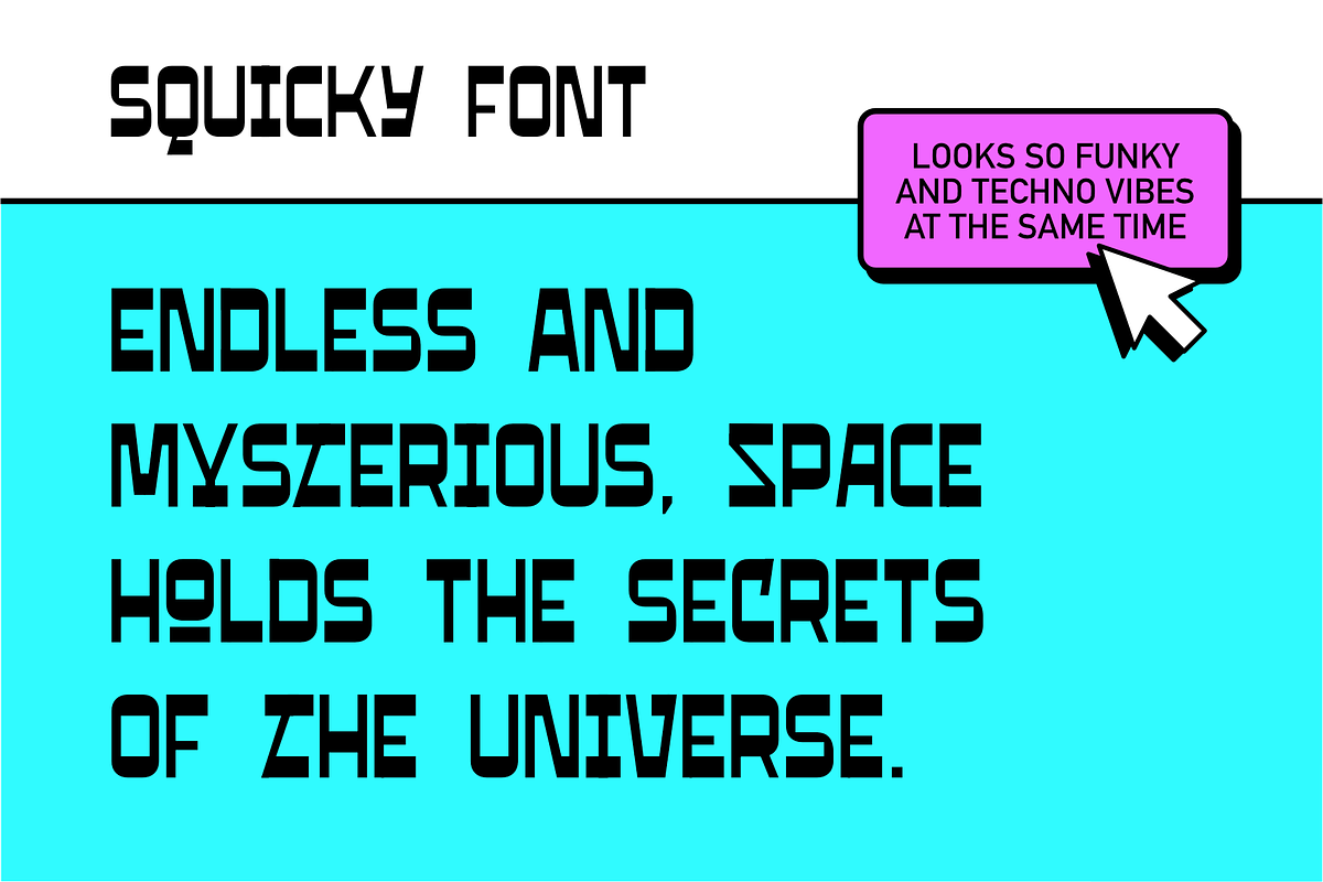 SQUICKY - Retro & Funky Display Font, a Sans Serif Font by Cruizy & Co (Photo 2 of 8)