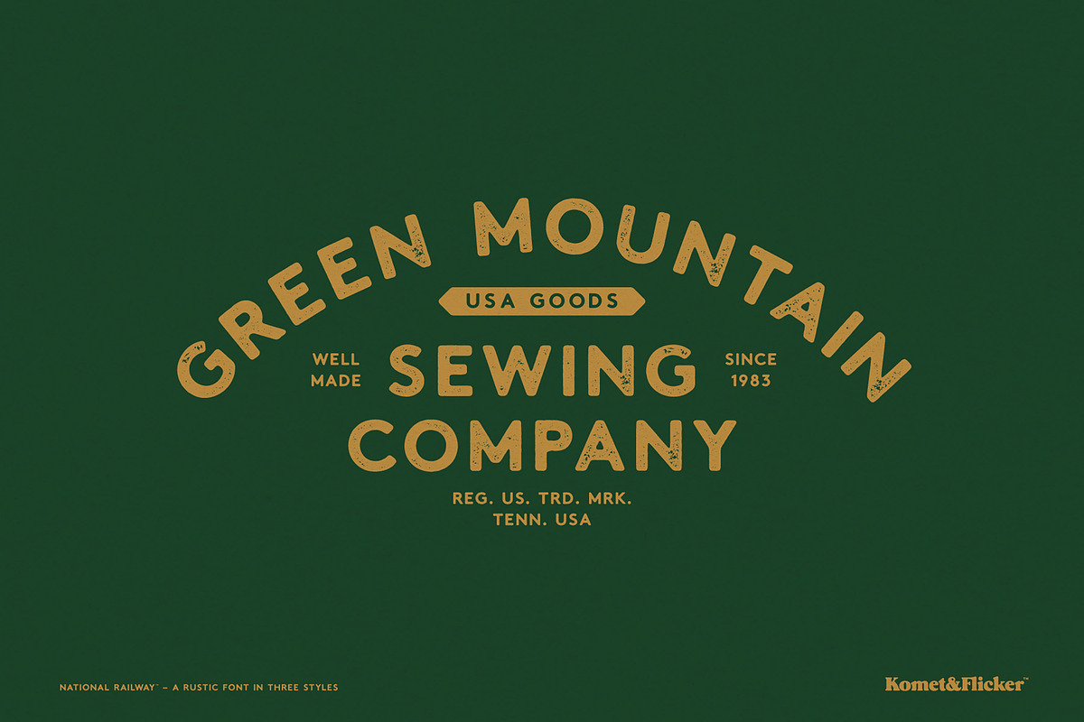 National Railway - A Rustic Font, a Sans Serif Font by Komet & Flicker (Photo 8 of 15)