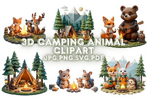 3D Camping Animal Clipart, a Seasonal Illustration by Creative design