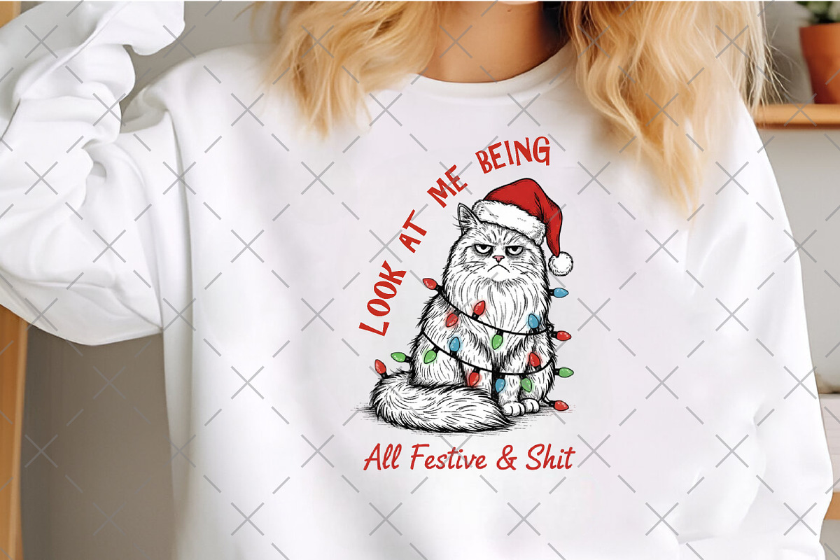 Grumpy Cat Christmas PNG, an Illustration by Craft Nest (Photo 6 of 6)