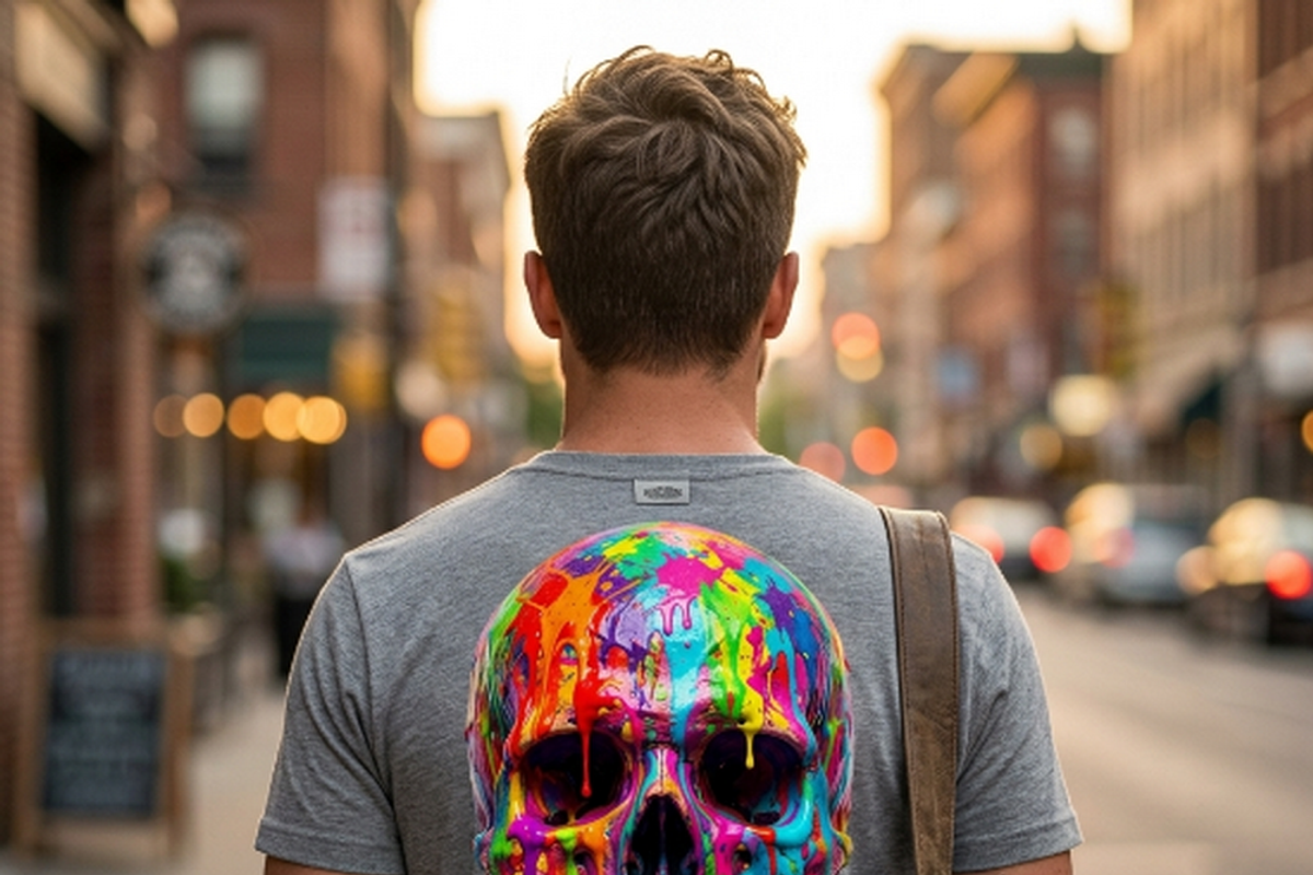 Splatter Paint Skull Design, a Shirt Mockup by Vector Stall (Photo 7 of 14)
