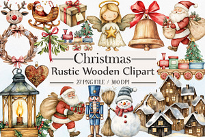 Rustic Wooden Christmas Clipart, an Illustration by Libby Wishes