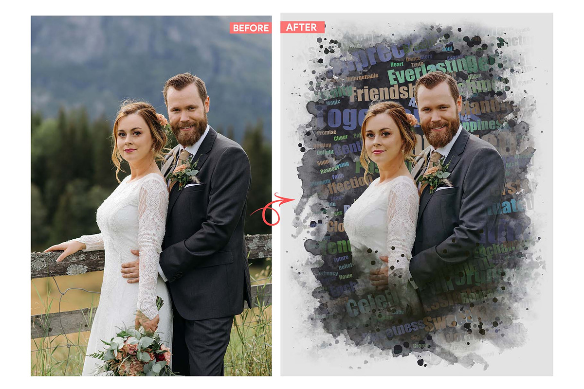 Watercolor Word Cloud Art PS Script, an Action Add-On by MRI STUDIO (Photo 7 of 16)