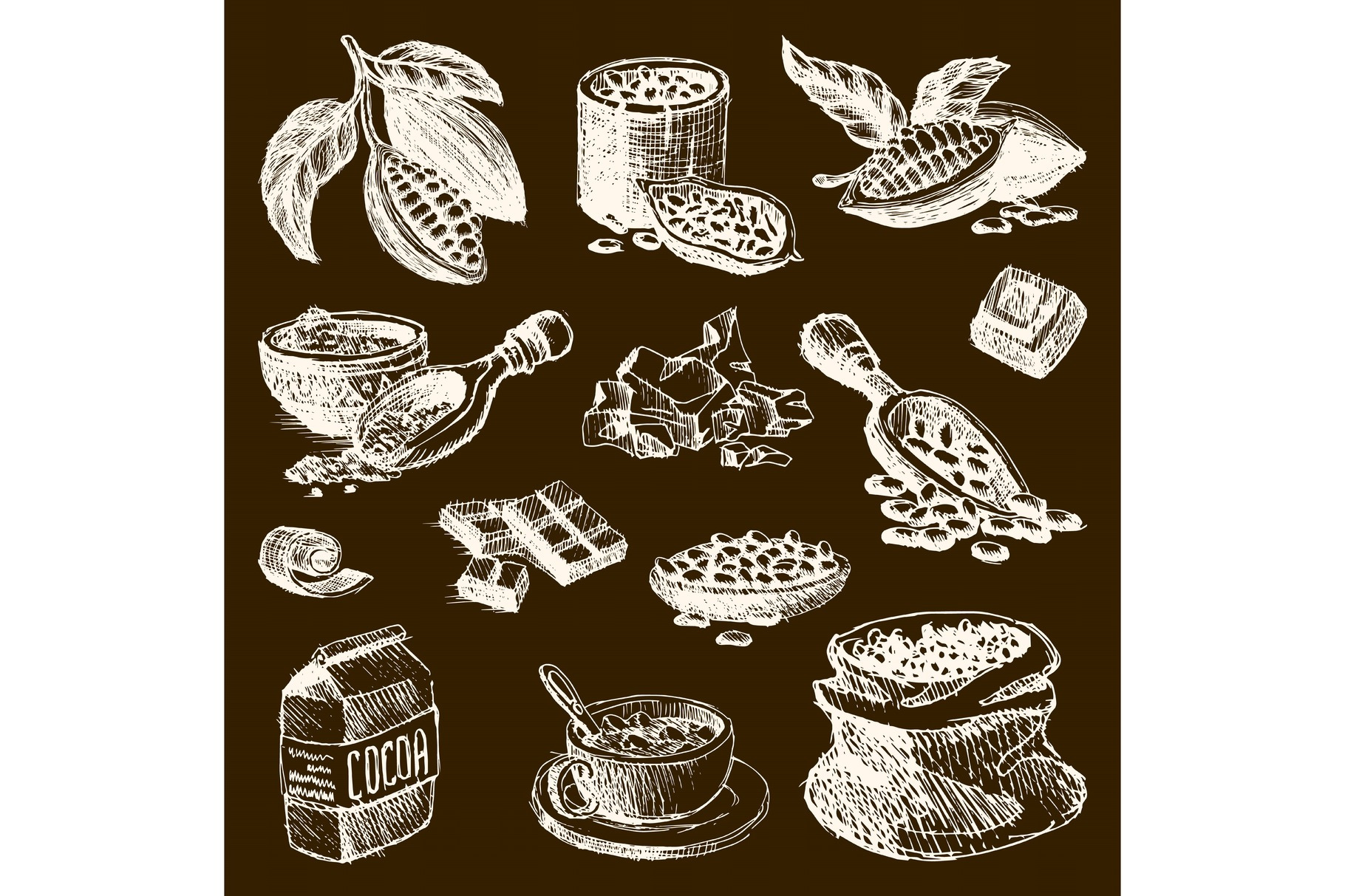 Cocoa vector products handdrawn, an Object Graphic by VectorsBang