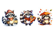 Autumn Raccoons Clipart, an Illustration by Dream Creation (Thumbnail 5 of 5)