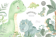 DINOSAUR watercolor clipart., an Animal Illustration by OlliArtDesign (Thumbnail 1 of 12)