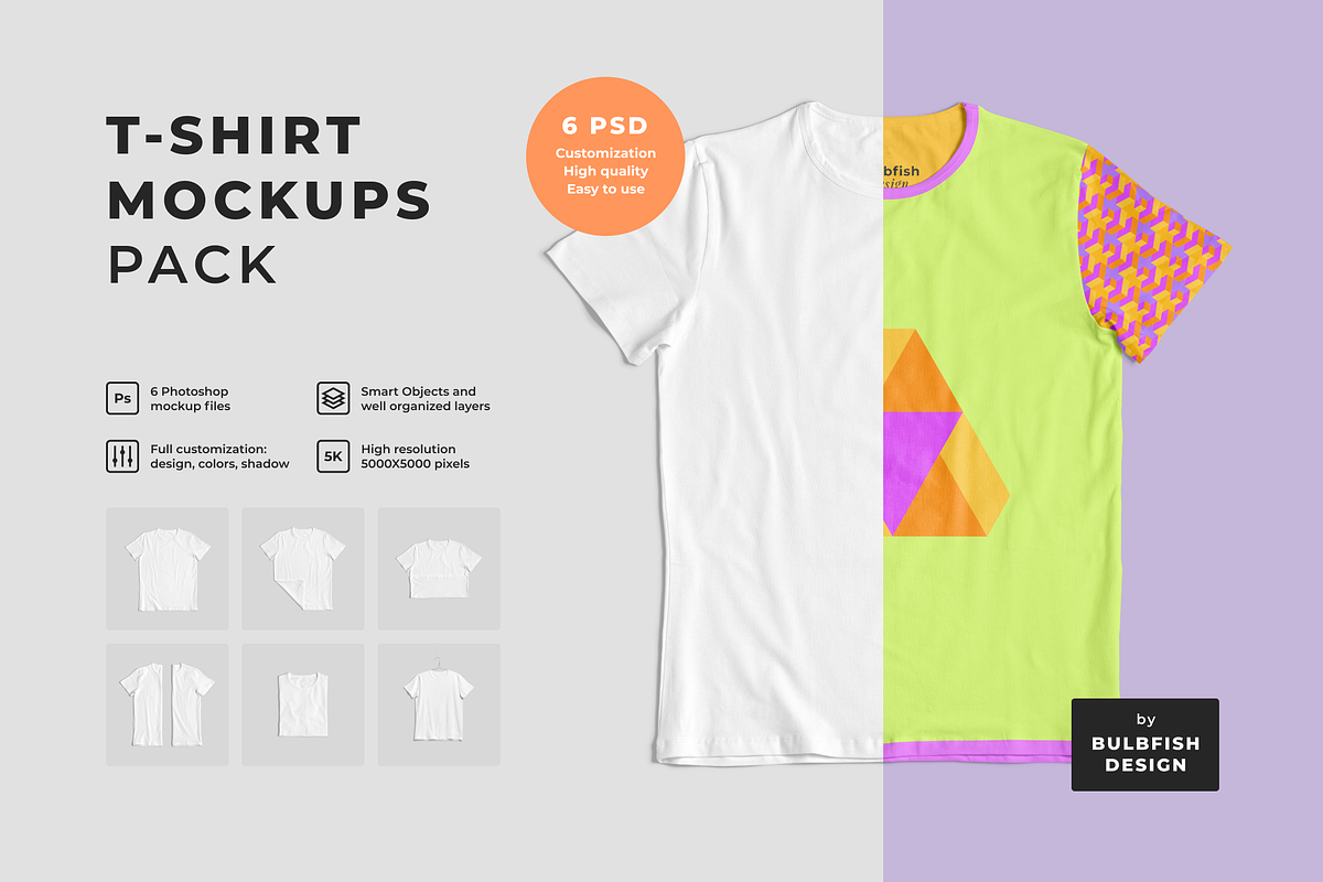 Customizable T-Shirt Mockups Pack, a Shirt Mockup by BULBFISH (Photo 1 of 13)