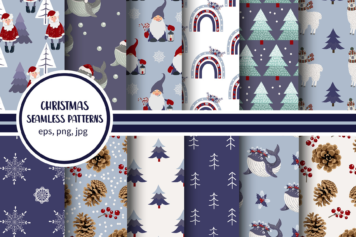 Christmas seamless patterns pack, a Pattern Graphic by KupalinaArt (Photo 1 of 10)