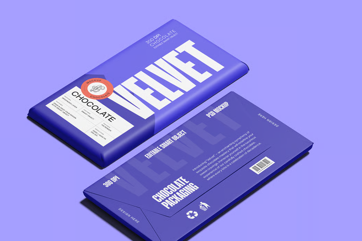 Chocolate Bar Packaging Mockup, a Packaging Mockup by graphicsauce (Photo 2 of 4)