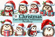 Watercolor Cute Christmas Hedgehog, a Seasonal Illustration by Rose Art (Thumbnail 1 of 6)