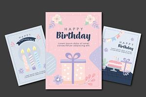 Birthday Party Cards Set, a Templates & Theme by studiogstock