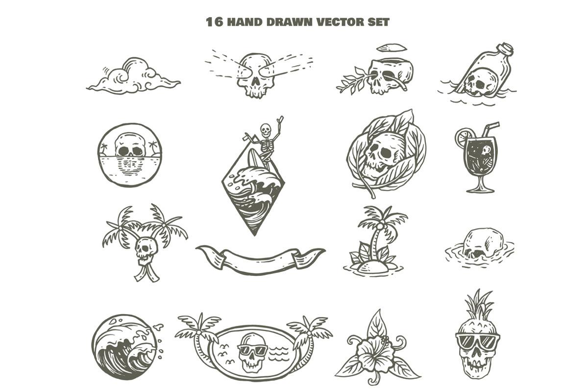 Skull & Sunshine Vector Set, an Illustration by lups design (Photo 2 of 4)