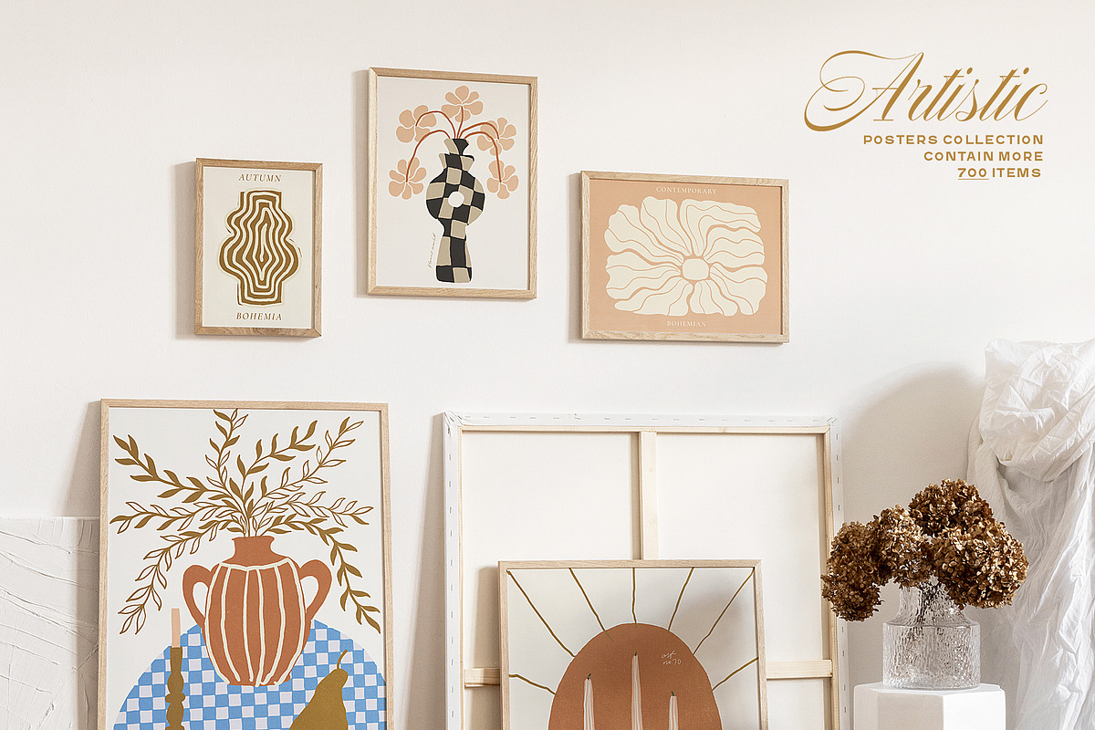 GALLERY WALL ART BOHO POSTER SET, a Decorative Illustration by Ayya Studio (Photo 2 of 17)